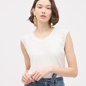 Cap-Sleeve Crew-Neck Blouse